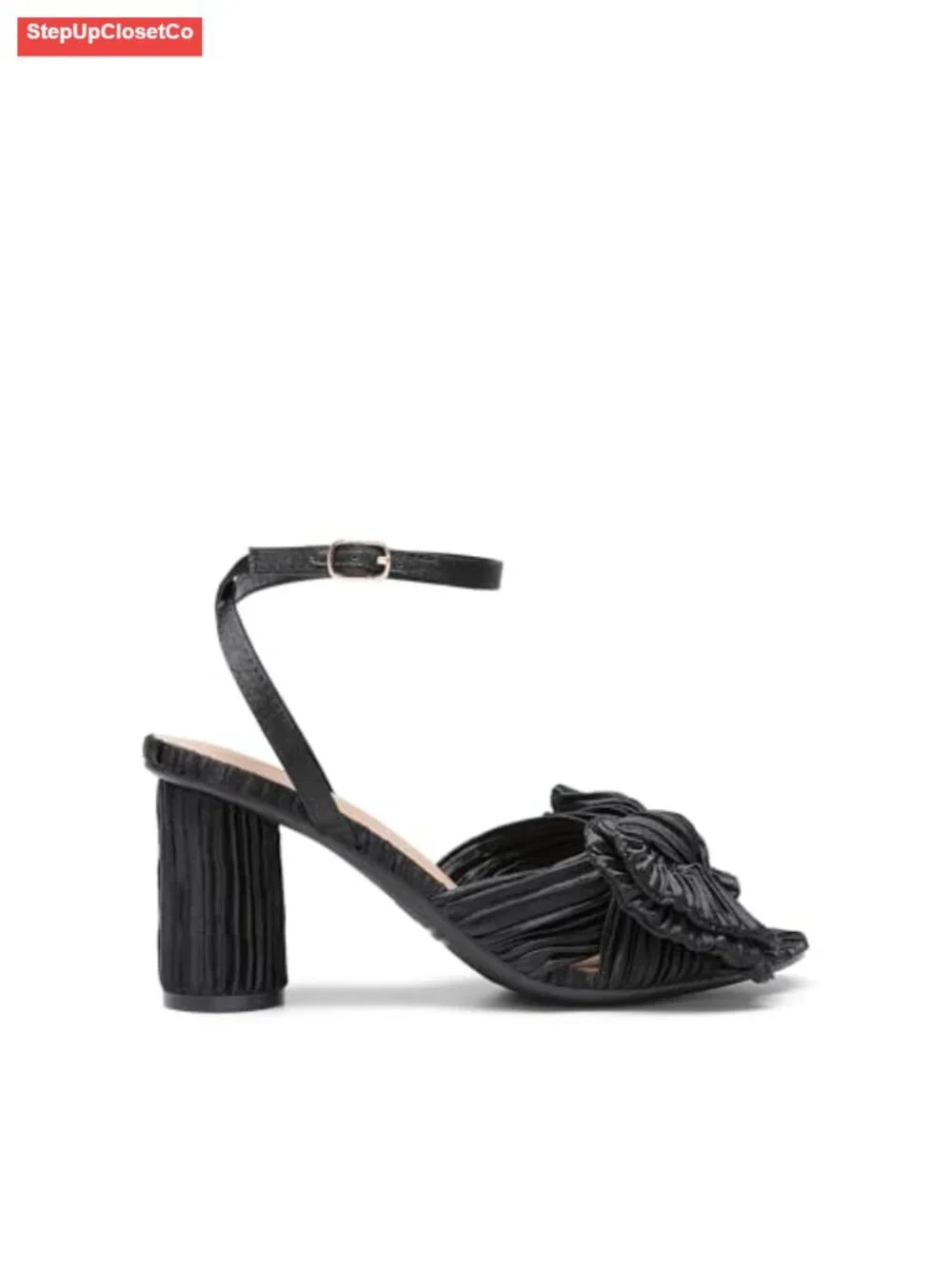 Women's Bow Knot Heeled Sandals, Vintage Wedding Shoes with Block Heel